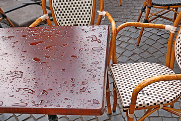 Image showing Wet Street Cafe After The Rain