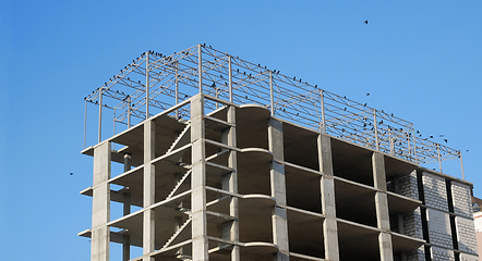 Image showing New building construction with concrete and metal details