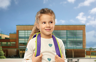 Image showing happy little girl with school backpack