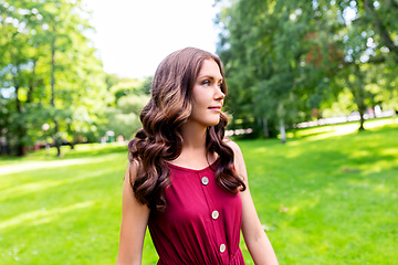 Image showing portrait of beautiful woman at summer park