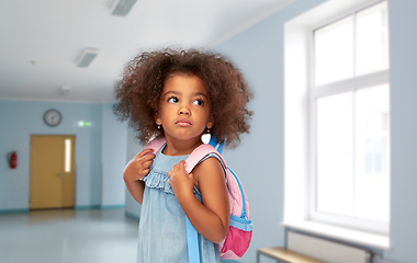 Image showing african american girl with backpack at school