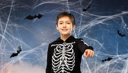 Image showing boy in halloween costume of skeleton