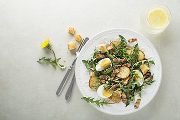 Image showing Dandelion salad bacon