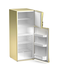 Image showing Empty golden refrigerator