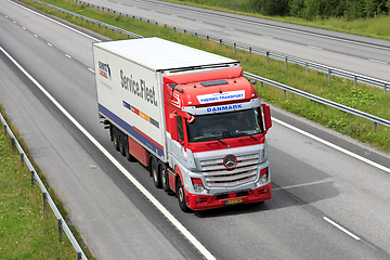 Image showing Mercedes-Benz FRC Semi Trailer Truck on Motorway