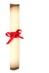 Image showing Old Parchment Scroll Tied with Red Ribbon