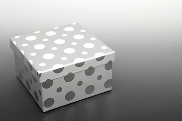 Image showing Silver Grey Polka Dot Gift Box  