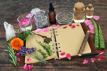 Image showing Preparation of Herbal Plant Medicine for Skincare Remedies