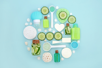 Image showing Cucumber Skin Care Products for Cleansing Spa