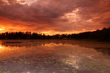 Image showing Lake at sunset