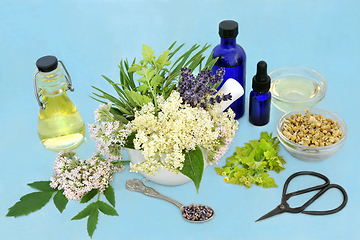 Image showing Naturopathic Herbal Medicine with Flowers and Herbs