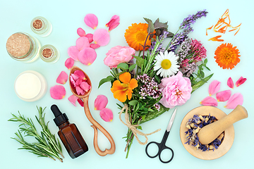 Image showing Flowers and Herbs for Preparation of Essential Oils 