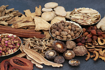 Image showing Traditional Chinese Medicinal Herbs and Spice Ingredients