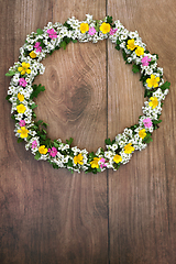 Image showing Spring Hawthorn Blossom and Flower Wreath