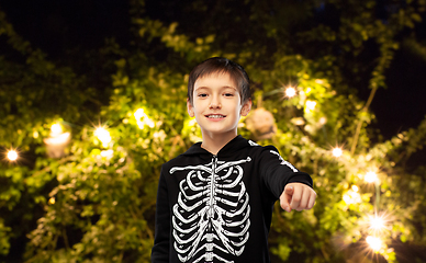 Image showing boy in halloween costume of skeleton