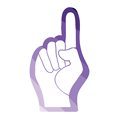 Image showing Fan foam hand with number one gesture icon