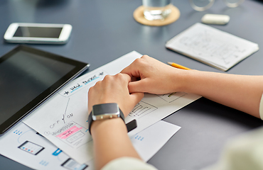 Image showing hands with mockup working on ui design at office