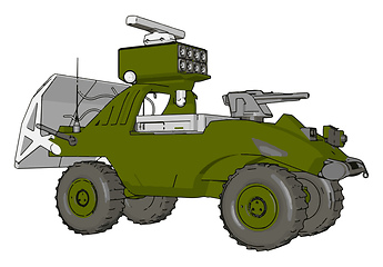 Image showing 3D vector illustration on white background of a military missile