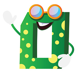 Image showing Green monster in number zero shape with glasses illustration vec