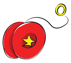 Image showing Drawing of a yo-yo in red and yellow colors vector or color illu