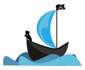 Image showing A black pirate ship vector or color illustration