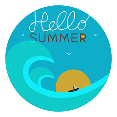 Image showing A portrait depicted with the wording HELLO SUMMER vector or colo