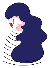 Image showing Girl with long dark blue hair and red lips vector illustration o
