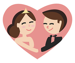 Image showing Wedding picture of a happy couple holding their hands vector col