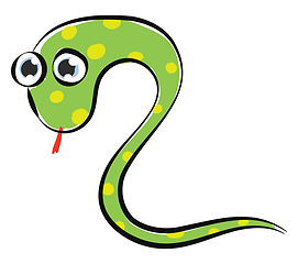 Image showing Painting of a green-colored slithering snake vector or color ill