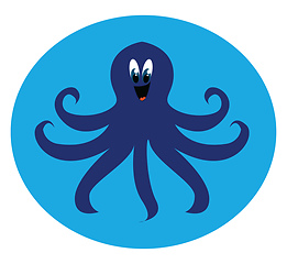 Image showing Image of blue octopus, vector or color illustration.