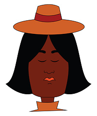Image showing A black female wearing a round brown hat vector or color illustr