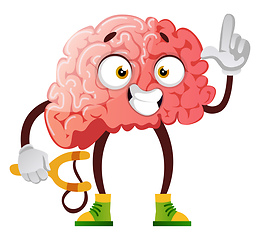 Image showing Brain is playing with slingshot, illustration, vector on white b