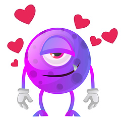 Image showing Purple monster in love illustration vector on white background