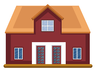 Image showing Cartoon red building with yellow roof vector illustartion on whi