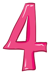 Image showing Clipart of the numerical number four or 4 in pink color vector o