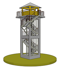 Image showing 3D vector illustration on white background  of a watch tower