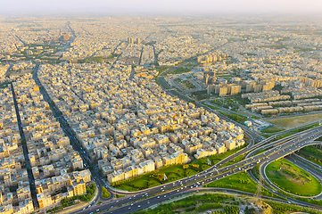 Image showing Skyline of Tehran sunset, Iran