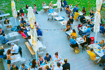 Image showing  People street restaurant aerial France