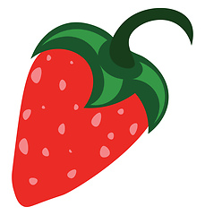 Image showing A farm fresh red strawberry with a green stem vector color drawi