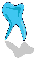 Image showing A blue-colored cartoon tooth vector or color illustration