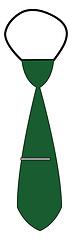 Image showing Clipart of a green tie with a silver pin bar clasp clip vector o