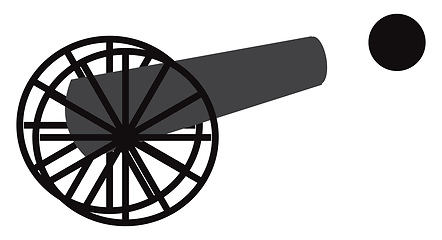 Image showing Cannon with cannonballs vector or color illustration