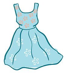 Image showing Floral blue dress vector or color illustration