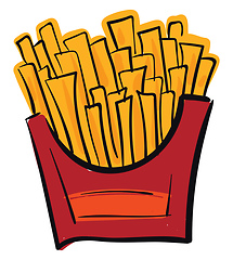 Image showing French potato fries in a red box vector or color illustration