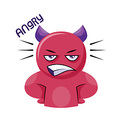 Image showing Angry pink monster with purple horns vector illustration on a wh