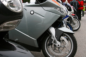 Image showing Motorcykles in a row