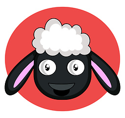 Image showing Little cartoon black sheep vector illustartion on white backgrou