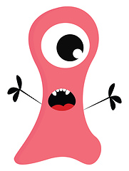 Image showing Surprised pink monster vector or color illustration