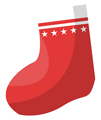 Image showing Red christmas sock for presents vector illustration on a white b