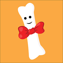 Image showing Portrait of a white bone wearing a red bowtie vector or color il